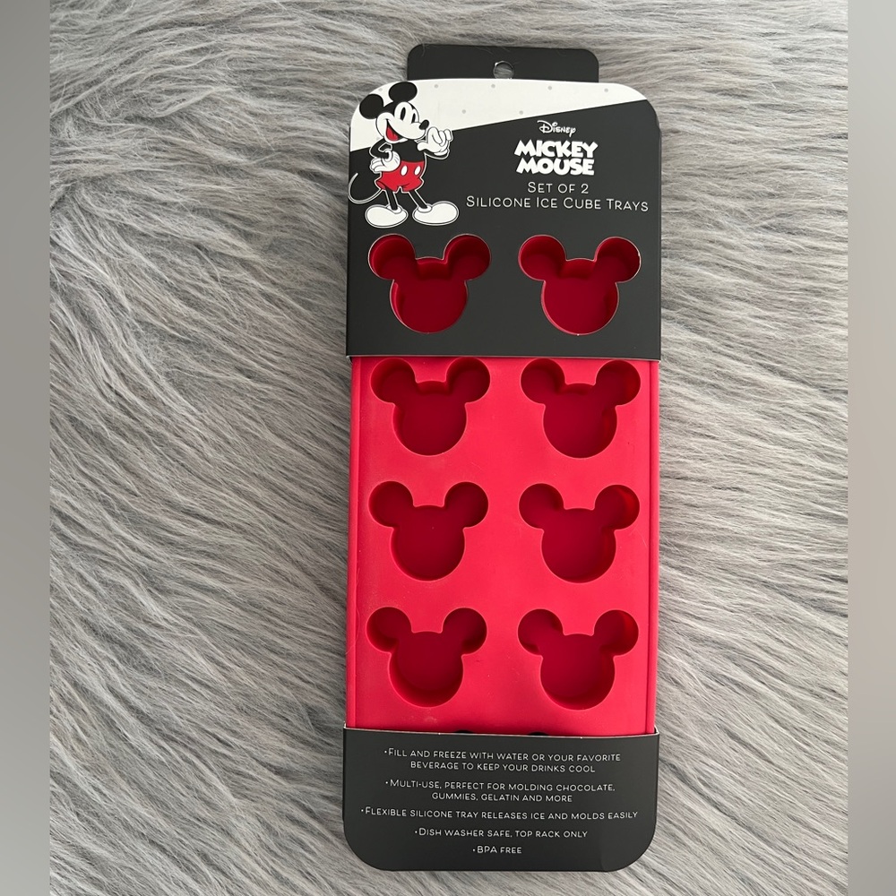 Disney Mickey Mouse Silicone Ice Cube Trays - Set of 2 in red. NEW with tags!